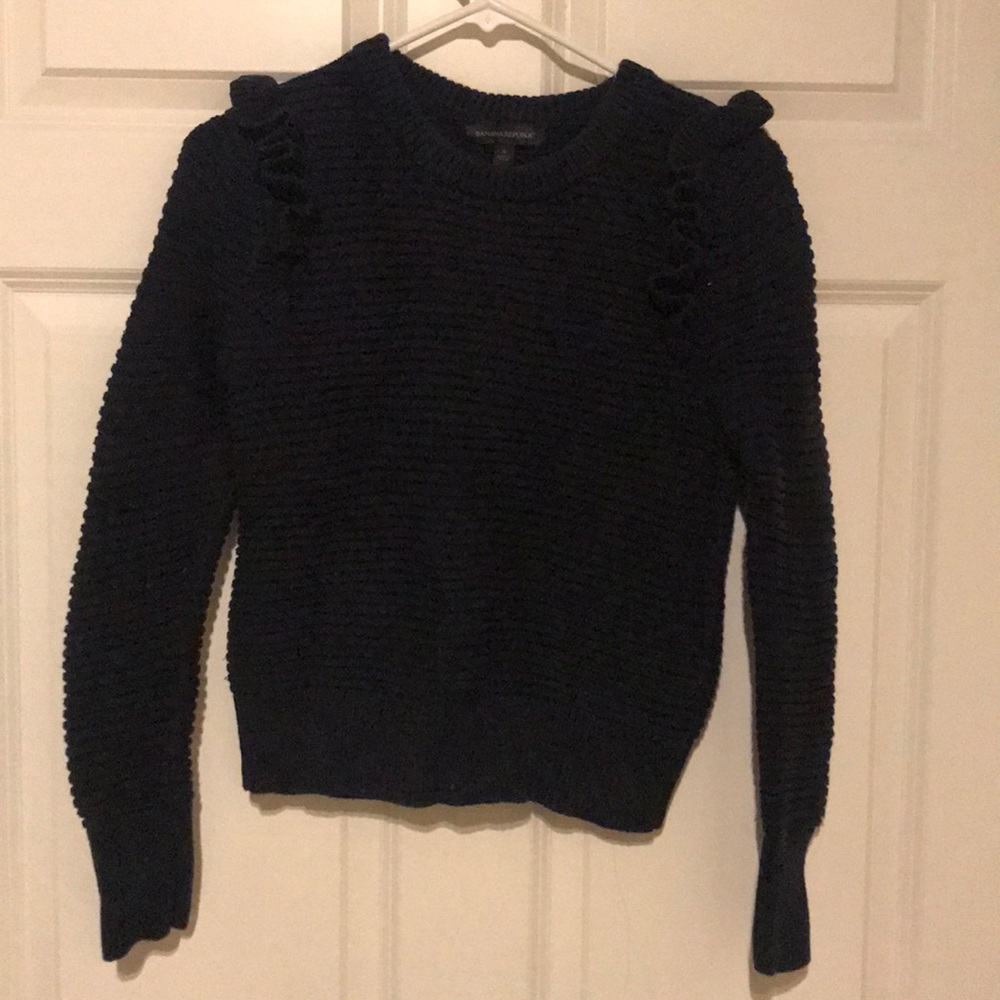 Navy Blue Banana Republic ruffle sweater - S